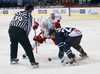 Peter Regin (no.93) of Jokerit (L) and Andreas Jamtin (no.27) of KHL Medvescak (R) in bully during match of regular season Ice hockey KHL, Kontinental Hockey League, between KHL Medvescak Zagreb and Jokerit Helsinki. KHL ice hokey match between KHL Medvescak Zagreb, Croatia, and Jokerit Helsinki, Finland, was played in Dom Sportova Arena in Zagreb, Croatia, on Monday, 4th of January 2016.
