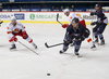 Niko Kapanen (no.39) of Jokerit (L) and Blake Parlett (no.7) of KHL Medvescak (R) during match of regular season Ice hockey KHL, Kontinental Hockey League, between KHL Medvescak Zagreb and Jokerit Helsinki. KHL ice hokey match between KHL Medvescak Zagreb, Croatia, and Jokerit Helsinki, Finland, was played in Dom Sportova Arena in Zagreb, Croatia, on Monday, 4th of January 2016.
