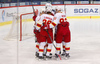 Players of Jokerit celebrate goal of Niko Kapanen (no.39) of Jokerit for 1-1 during match of regular season Ice hockey KHL, Kontinental Hockey League, between KHL Medvescak Zagreb and Jokerit Helsinki. KHL ice hokey match between KHL Medvescak Zagreb, Croatia, and Jokerit Helsinki, Finland, was played in Dom Sportova Arena in Zagreb, Croatia, on Monday, 4th of January 2016.
