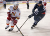Peter Regin (no.93) of Jokerit (L) and Shaone Morrisonn (no.82) of KHL Medvescak (R) during match of regular season Ice hockey KHL, Kontinental Hockey League, between KHL Medvescak Zagreb and Jokerit Helsinki. KHL ice hokey match between KHL Medvescak Zagreb, Croatia, and Jokerit Helsinki, Finland, was played in Dom Sportova Arena in Zagreb, Croatia, on Monday, 4th of January 2016.

