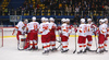 Players of Jokerit celebrate their victory after end of the match of regular season Ice hockey KHL, Kontinental Hockey League, between KHL Medvescak Zagreb and Jokerit Helsinki. KHL ice hokey match between KHL Medvescak Zagreb, Croatia, and Jokerit Helsinki, Finland, was played in Dom Sportova Arena in Zagreb, Croatia, on Monday, 4th of January 2016.
