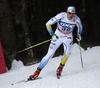 Anton Lindblad of Sweden skiing during qualification for men sprint race of Viessmann FIS Cross country skiing World cup in Planica, Slovenia. Men sprint race of Viessmann FIS Cross country skiing World cup was held on Saturday, 16th of January 2016 in Planica, Slovenia.
