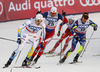 Teodor Peterson of Sweden, Ola Vigen Hattestad of Norway and Valentin Chauvin of France during qualification for men sprint race of Viessmann FIS Cross country skiing World cup in Planica, Slovenia. Men sprint race of Viessmann FIS Cross country skiing World cup was held on Saturday, 16th of January 2016 in Planica, Slovenia.
