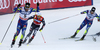 Richard Jouve of France (L), Federico Pellegrino of Italy and Lucas Chanavat of France skiing during finals of the men sprint race of Viessmann FIS Cross country skiing World cup in Planica, Slovenia. Men sprint race of Viessmann FIS Cross country skiing World cup was held on Saturday, 16th of January 2016 in Planica, Slovenia.
