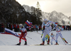 Ingvild Flugstad Oestberg of Norway (L), Stina Nilsson of Sweden skiing during finals of the women sprint race of Viessmann FIS Cross country skiing World cup in Planica, Slovenia. Women sprint race of Viessmann FIS Cross country skiing World cup was held on Saturday, 16th of January 2016 in Planica, Slovenia.