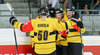 Juuso Riikola (Kalpa Kuopio) and Miikka Pitkanen (Kalpa Kuopio) celebrate goal with their teammates during the Champions Hockey League match between UPC Vienna Capitals and Kalpa Kuopio at the Albert Schultz Arena, Vienna, Austria on 2016/09/11.
