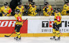 Jesse Mankinen (Kalpa Kuopio) , Jino Nikko (Kalpa Kuopio), Sami Mutanen (Kalpa Kuopio), Tommi Jokinen (Kalpa Kuopio) celebrate goal during the Champions Hockey League match between UPC Vienna Capitals and Kalpa Kuopio at the Albert Schultz Arena, Vienna, Austria on 2016/09/11.
