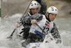 Jure Janezic and Anze Janezic of Slovenia during International ICF slalom Tacen 2010 white water kayaking race. International ICF slalom Tacen 2010 white water kayak race was held on Saturday, 15th of May 2010 in Tacen, Slovenia.
