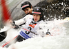 Loic Haederli and Lucien Chabbey of Switzerland during International ICF slalom Tacen 2010 white water kayaking race. International ICF slalom Tacen 2010 white water kayak race was held on Saturday, 15th of May 2010 in Tacen, Slovenia.
