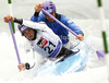 Pierre Picco and Hugo Biso of France during International ICF slalom Tacen 2010 white water kayaking race. International ICF slalom Tacen 2010 white water kayak race was held on Saturday, 15th of May 2010 in Tacen, Slovenia.
