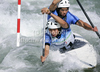 Minghai Hu and Junrong Shu of China during final run of men C-2 race of ICF Canoe Slalom World Championships 2010, which was held in Tacen, Slovenia, on Saturday, 11th of September 2010.
