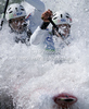 Gauthier Klauss and Matthieu Peche of France during final run of men C-2 race of ICF Canoe Slalom World Championships 2010, which was held in Tacen, Slovenia, on Saturday, 11th of September 2010.
