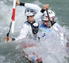 Gauthier Klauss and Matthieu Peche of France during final run of men C-2 race of ICF Canoe Slalom World Championships 2010, which was held in Tacen, Slovenia, on Saturday, 11th of September 2010.
