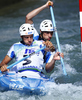Second placed Denis Gargaud Chanut and Fabien Lefevre of France during final run of men C-2 race of ICF Canoe Slalom World Championships 2010, which was held in Tacen, Slovenia, on Saturday, 11th of September 2010.
