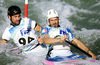 Team of Italy during final run of men team C-2 race of ICF Canoe Slalom World Championships 2010, which was held in Tacen, Slovenia, on Saturday, 11th of September 2010.
