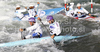 Winning team of France during final run of men team C-2 race of ICF Canoe Slalom World Championships 2010, which was held in Tacen, Slovenia, on Saturday, 11th of September 2010.
