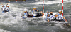 Third placed team of Germany during final run of men team C-2 race of ICF Canoe Slalom World Championships 2010, which was held in Tacen, Slovenia, on Saturday, 11th of September 2010.
