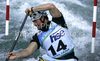 Nicolas Peschier of France during final run of men C-1 race of ICF Canoe Slalom World Championships 2010, which was held in Tacen, Slovenia, on Sunday, 12th of September 2010.
