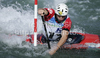 Third placed Jordi Domenjo of Spain during final run of men C-1 race of ICF Canoe Slalom World Championships 2010, which was held in Tacen, Slovenia, on Sunday, 12th of September 2010.

