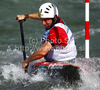 Third placed Jordi Domenjo of Spain during final run of men C-1 race of ICF Canoe Slalom World Championships 2010, which was held in Tacen, Slovenia, on Sunday, 12th of September 2010.
