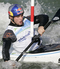 Second placed Vavrinec Hradilek of Czech during final run of men K-1 race of ICF Canoe Slalom World Championships 2010, which was held in Tacen, Slovenia, on Sunday, 12th of September 2010.
