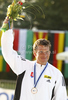 Second placed Michal Martikan of Slovakia celebrates his medal won in men C-1 race of ICF Canoe Slalom World Championships 2010, which was held in Tacen, Slovenia, on Sunday, 12th of September 2010.
