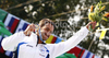Winner Daniele Molmenti of Italy celebrates his medal won in men K-1 race of ICF Canoe Slalom World Championships 2010, which was held in Tacen, Slovenia, on Sunday, 12th of September 2010.

