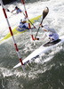 Team of Great Britain with Richard Hounslow, Campbell Walsh and Huw Swetnam during final run of men K-1 team race of ICF Canoe Slalom World Championships 2010, which was held in Tacen, Slovenia, on Sunday, 12th of September 2010.
