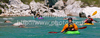 Kayakers are paddling down the stream of Soca river near Kobarid, Slovenia, on sunny Friday morning of 22nd of April 2011.
