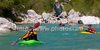 Kayakers are paddling down the stream of Soca river near Kobarid, Slovenia, on sunny Friday morning of 22nd of April 2011.
