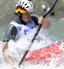 Third placed Sebastian Schubert of Germany during Men K1 finals of ICF Canoe Slalom World Cup SLOKA 2011, which were held in Tacen, Slovenia, on Saturday, 25th of June 2011.
