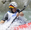 Third placed Sebastian Schubert of Germany during Men K1 finals of ICF Canoe Slalom World Cup SLOKA 2011, which were held in Tacen, Slovenia, on Saturday, 25th of June 2011.
