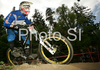 Cyrille Kurtz of France during men semi final run of first Downhill MTB World Cup  2008. First men race of UCI Nissan Mountain Bike World Cup 2008 was held in Maribor, Slovenia, on 11th of May 2008.
