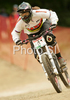 Winner Sabrina Jonnier of France  during women final run of first Downhill MTB World Cup  2008. First women race of UCI Nissan Mountain Bike World Cup 2008 was held in Maribor, Slovenia, on 11th of May 2008.
