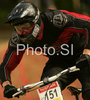 Pierre Charles Georges of France during men final run of first Downhill MTB World Cup  2008. First men race of UCI Nissan Mountain Bike World Cup 2008 was held in Maribor, Slovenia, on 11th of May 2008.
