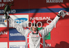 Third placed Steve Peat of Great Britain celebrating his medal won in men final run of first Downhill MTB World Cup  2008. First men race of UCI Nissan Mountain Bike World Cup 2008 was held in Maribor, Slovenia, on 11th of May 2008.
