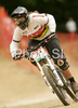 Winner Sabrina Jonnier of France  during women final run of first Downhill MTB World Cup  2008. First women race of UCI Nissan Mountain Bike World Cup 2008 was held in Maribor, Slovenia, on 11th of May 2008.
