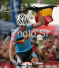 Winner Roel Paulissen of Belgium celebrates his victory in men UCI Mountain bike Marathon World Championships race in Graz - Stattegg, Austria. 104km long men race was held in Graz - Stattegg, Austria, on 23rd of August 2009.
