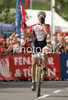 Second placed Alban Lakata of Austria celebrates his medal in men UCI Mountain bike Marathon World Championships race in Graz - Stattegg, Austria. 104km long men race was held in Graz - Stattegg, Austria, on 23rd of August 2009.
