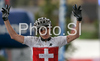 Second placed Esther Suss of Switzerland celebrates her medal in during women UCI Mountain bike Marathon World Championships race in Graz - Stattegg, Austria. 84km long race was held in Graz - Stattegg, Austria, on 23rd of August 2009.
