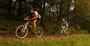 Mountain bikers during Loka MTB Marathon 2014 which was held on hills around Skofja Loka, Slovenia, on Saturday, 4th of October 2014.
