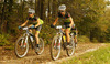 Mountain bikers during Loka MTB Marathon 2014 which was held on hills around Skofja Loka, Slovenia, on Saturday, 4th of October 2014.
