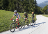 Winner Lenart Noc (leading) and Matej Mohoric (third) in front group during the Loka MTB marathon 2015. Loka MTB marathon took place on Saturday, 12th of September 2015 in hills above village Zminec near Skofja Loka, Slovenia.
