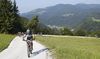 Mountain bikers during the Loka MTB marathon 2015. Loka MTB marathon took place on Saturday, 12th of September 2015 in hills above village Zminec near Skofja Loka, Slovenia.

