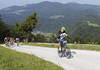 Mountain bikers during the Loka MTB marathon 2015. Loka MTB marathon took place on Saturday, 12th of September 2015 in hills above village Zminec near Skofja Loka, Slovenia.
