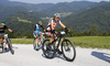 Mountain bikers during the Loka MTB marathon 2015. Loka MTB marathon took place on Saturday, 12th of September 2015 in hills above village Zminec near Skofja Loka, Slovenia.
