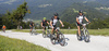 Mountain bikers during the Loka MTB marathon 2015. Loka MTB marathon took place on Saturday, 12th of September 2015 in hills above village Zminec near Skofja Loka, Slovenia.
