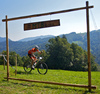 Mountain bikers during the Loka MTB marathon 2015. Loka MTB marathon took place on Saturday, 12th of September 2015 in hills above village Zminec near Skofja Loka, Slovenia.

