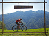 Mountain bikers during the Loka MTB marathon 2015. Loka MTB marathon took place on Saturday, 12th of September 2015 in hills above village Zminec near Skofja Loka, Slovenia.
