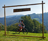 Mountain bikers during the Loka MTB marathon 2015. Loka MTB marathon took place on Saturday, 12th of September 2015 in hills above village Zminec near Skofja Loka, Slovenia.
